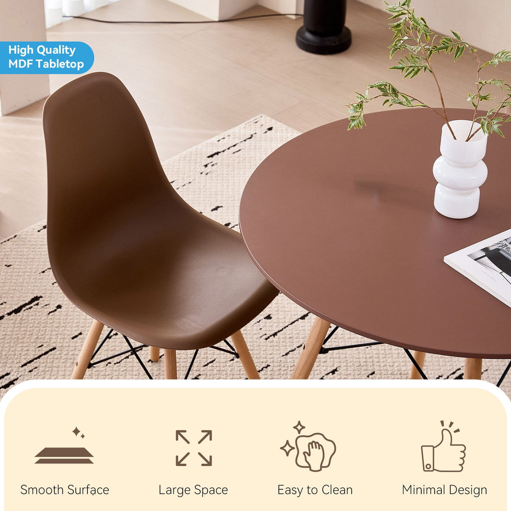 5-Piece 35.5'' Round Dining Table Set for 4, Kitchen Table Chair Set of 4, Mid-Century Modern Dinette Dining Room Table Set Dinner Table for 4 W/Solid Wood Legs, White