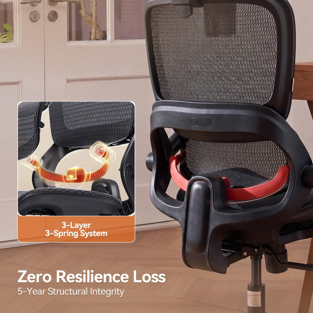 SIHOO B100 Ergonomic Office Chair, Task Chair with Zoned Back Support, 2D Wide Headrest Study Chair for Teenager, High Back Executive Chair for Home Office, White