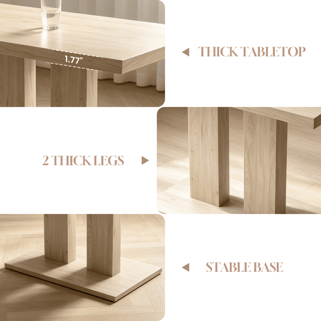 46.2 Dining Table,Modern Square Dining Table for 4-6 People,Rectangular Dining Room Table with Sturdy Pedestal Base，Rectangle kitchen Table for Living Room, Apartment
