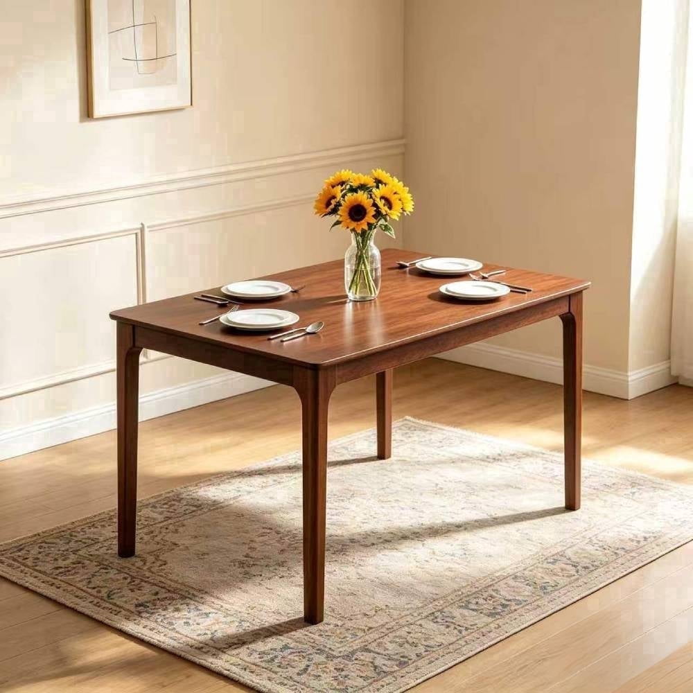 ACTU 57.9 Rectangular Wood Dining Table, Mid-Century Kitchen Table for Dining Room, Walnut
