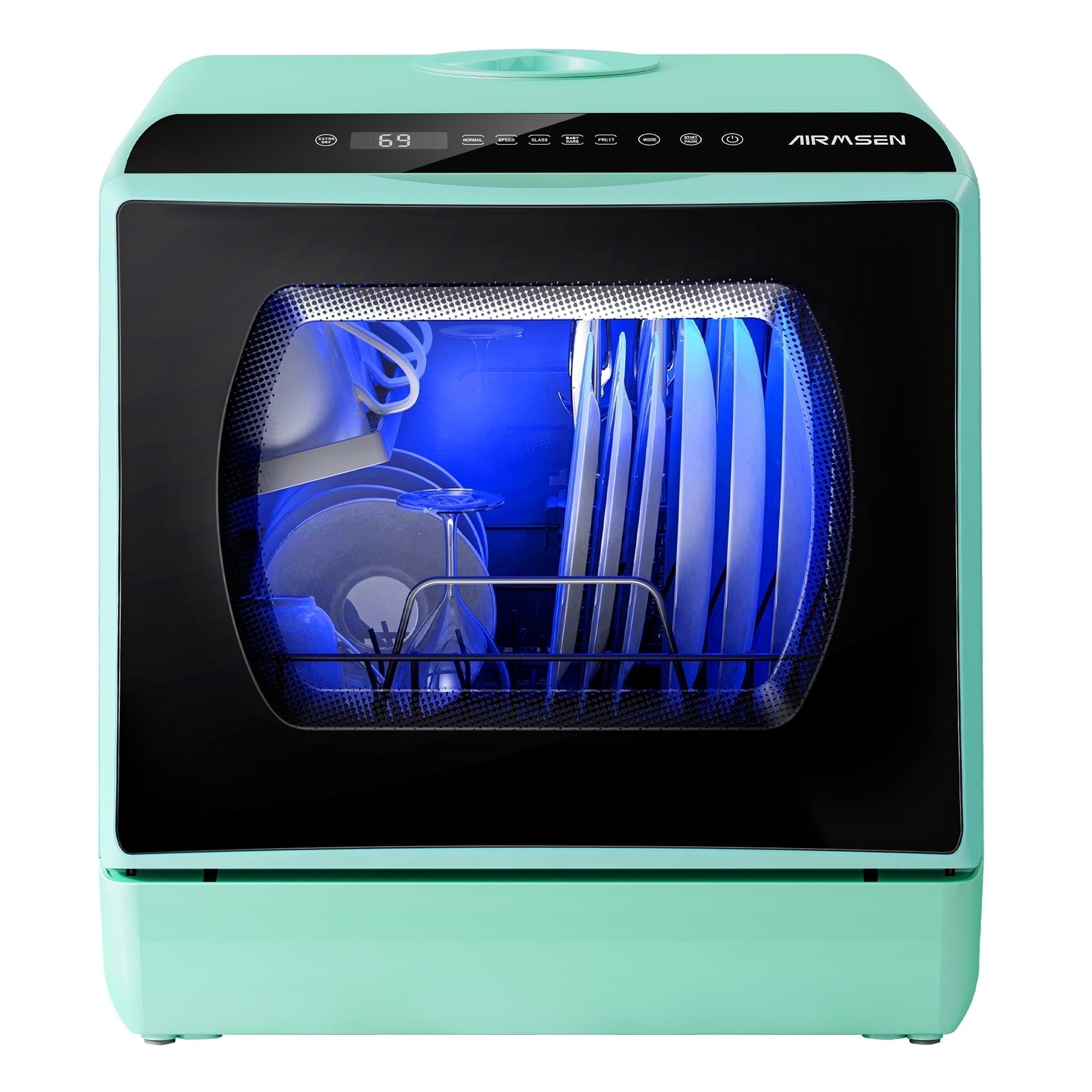 AIRMSEN Portable Countertop Dishwasher with 5-Liter Built-in Water Tank and Air-Dry Function, 5 Washing Programs Mini Dishwasher, AE-TDQR03