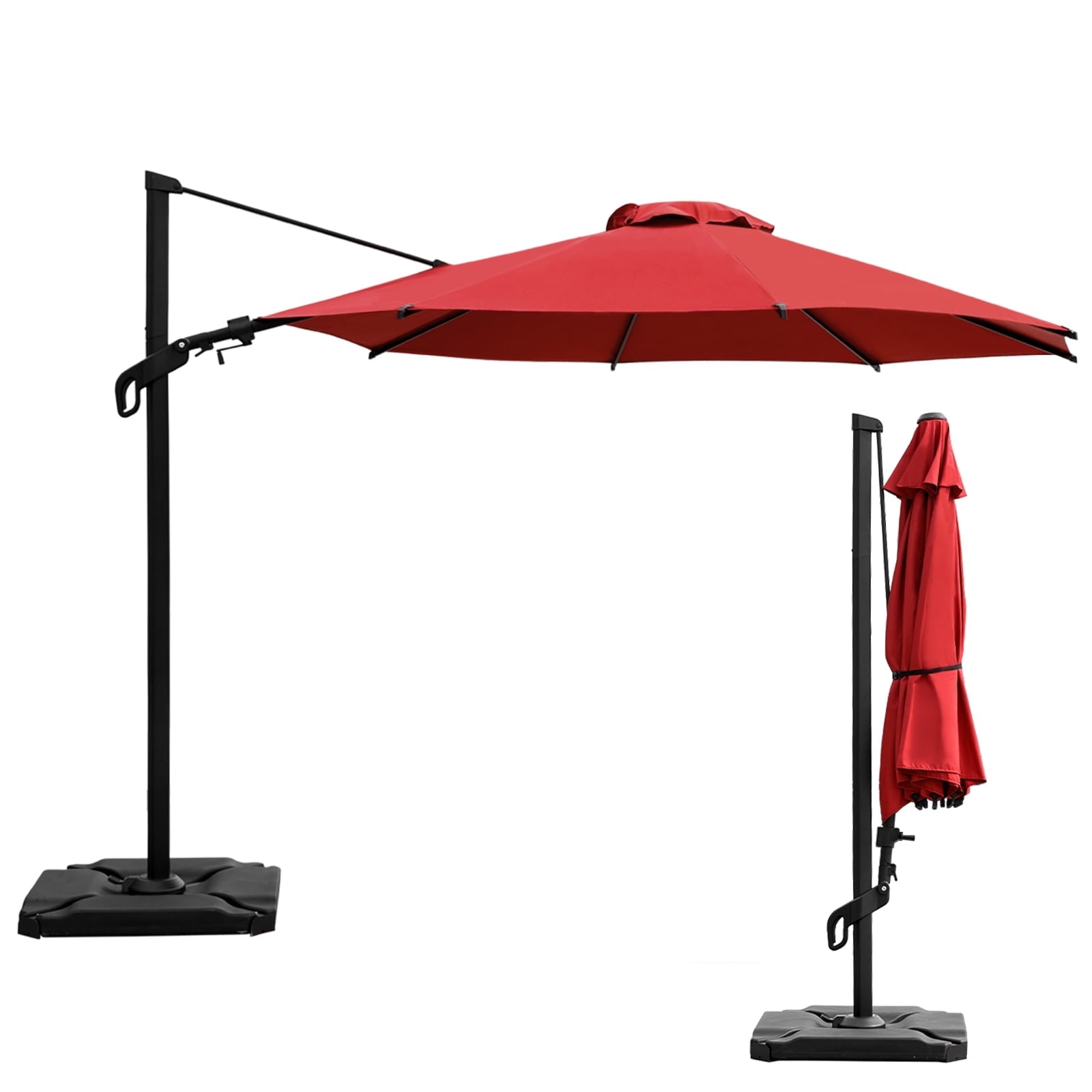 Abba Patio 11’ Vienna Offset Hanging Outdoor Cantilever Patio Umbrella, Beige