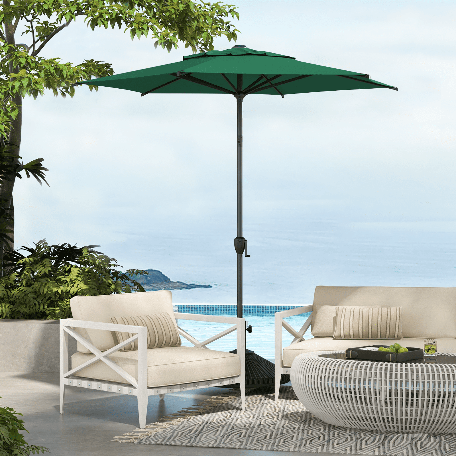 Abba Patio 11’ Vienna Offset Hanging Outdoor Cantilever Patio Umbrella, Beige