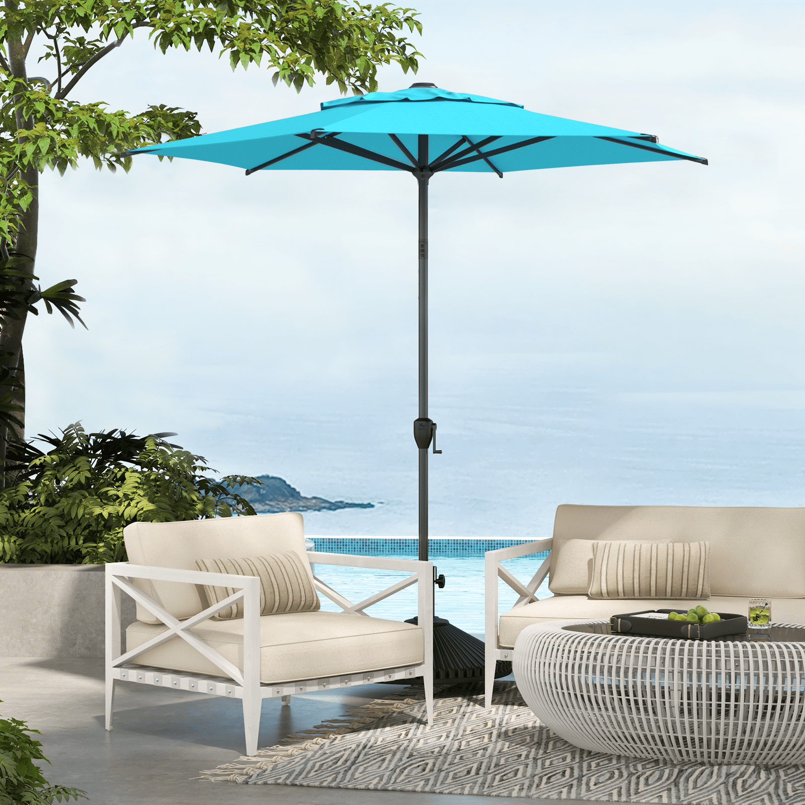 Abba Patio 11’ Vienna Offset Hanging Outdoor Cantilever Patio Umbrella, Beige