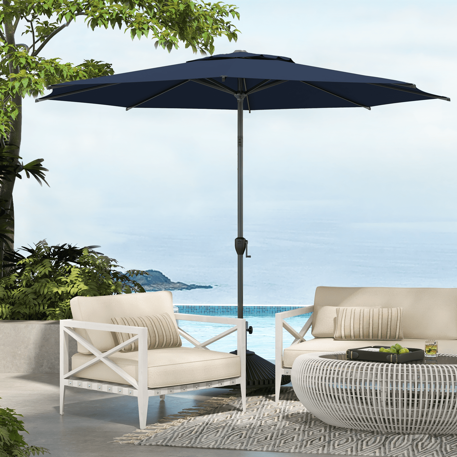 Abba Patio 11’ Vienna Offset Hanging Outdoor Cantilever Patio Umbrella, Beige