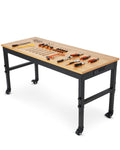 Adjustable Heavy-Duty Workbench with Power Outlets – 48 / 60 / 72 Inch Wood Top Work Table, 2500 lb Capacity, Steel Frame for Garage, Workshop, or Home Office