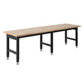 Adjustable Workbench, 5000 lbs Capacity, 96 x 24 Inch Oak Wood Top Workstation with 4 AC Outlets & 2 USB Ports, Heavy-Duty Hardwood Worktable for Garage, Workshop, Home, Office, Commercial