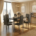 7 Piece Dining Table Set for 6, Kitchen Dining Room Furniture with 6 PU Leather Upholstered Chairs, Suitable for Apartment Small Space, Black