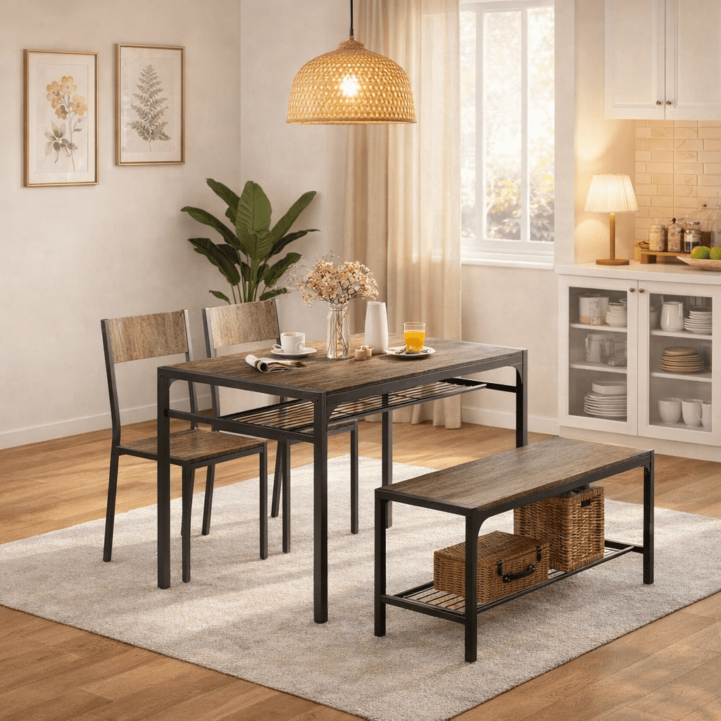 Aiho 7-Piece Dining Table Set for 6, Space-Saving Kitchen Table with Chairs, Compact Dining Furniture for Small Spaces & Apartments, Retro