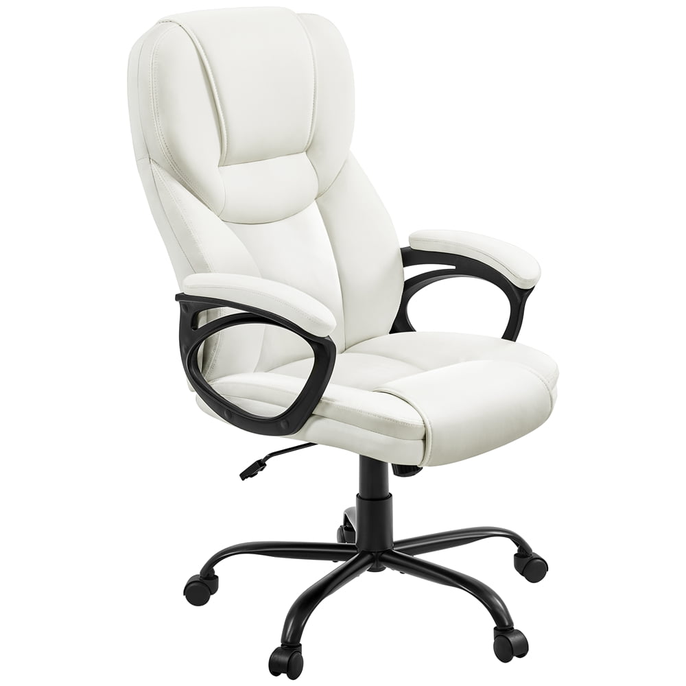 Alden Design Faux Leather Swivel Office Chair with Ergonomic High Back for Home Office, Black