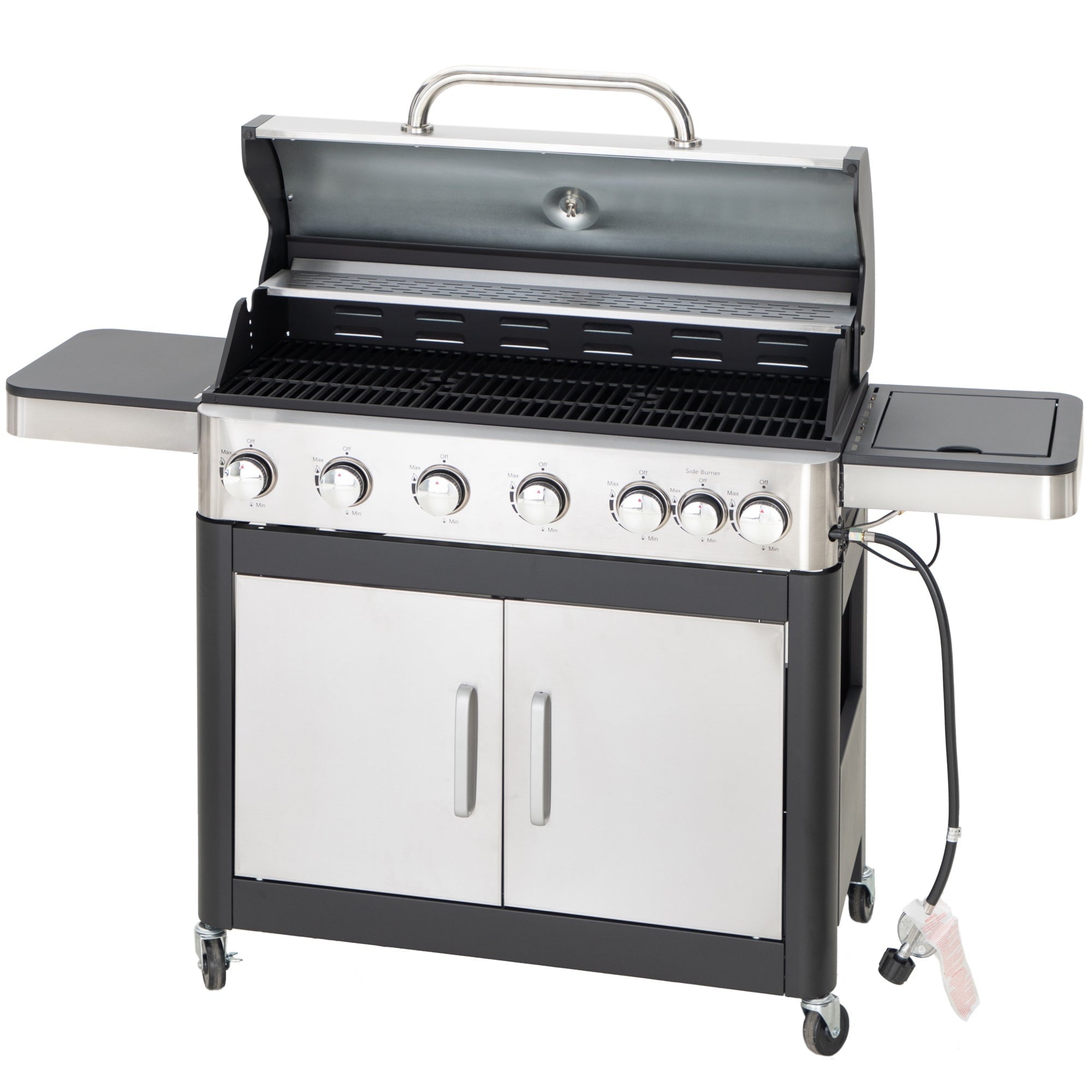 Alpha Joy 4-Burner Propane Gas Grill and Griddle Combo with Side Burner in Black
