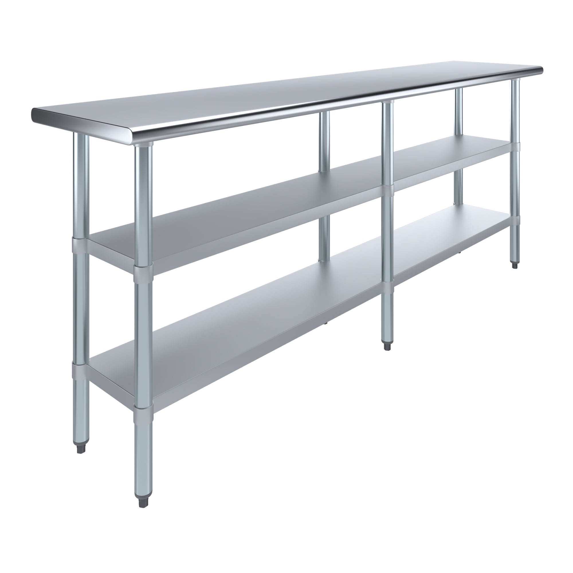 AmGood 60 Long x 30 Deep Stainless Steel Work Table with 2 Shelves and wheels | Commercial & Residential NSF Utility Table | Metal Food Prep Station
