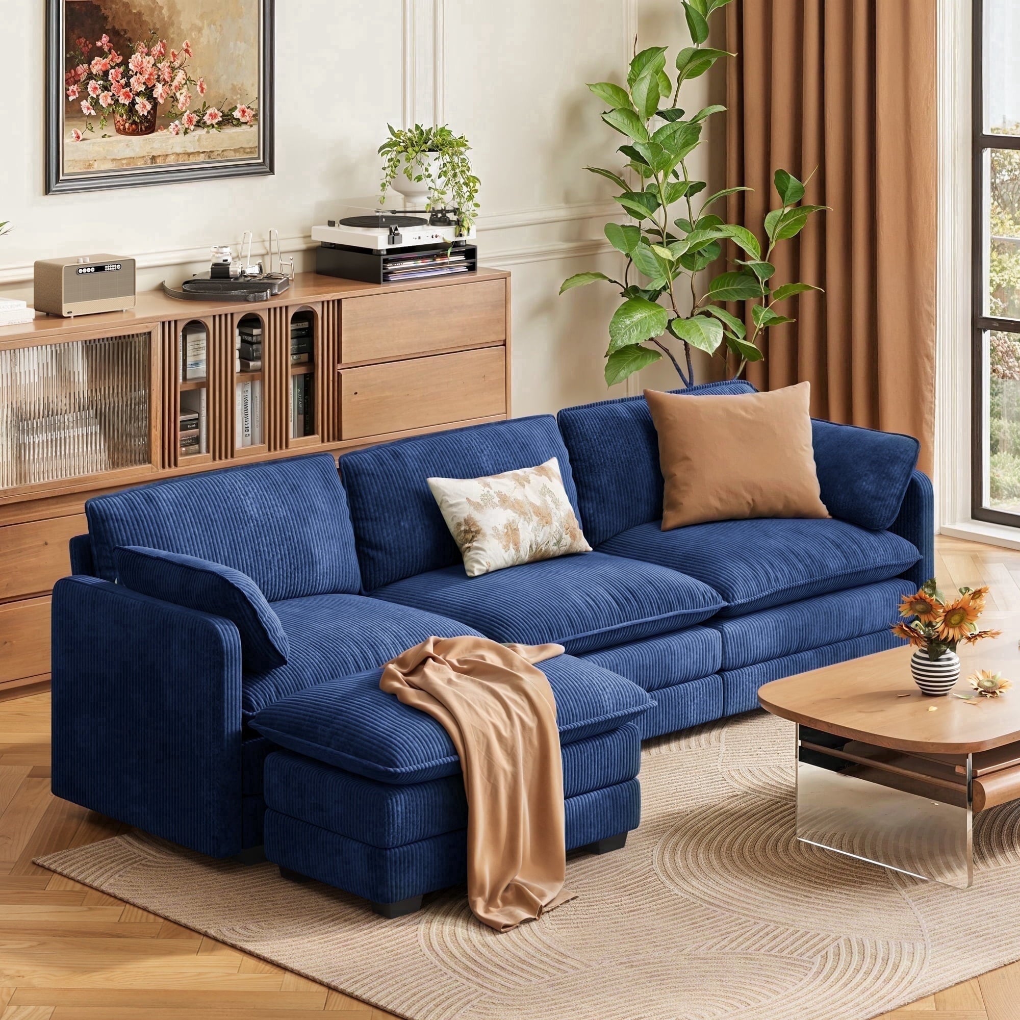 Asofer 31 Cloud Accent Sofa With Washable Cover, Single Corduroy Chair with Deep Seat Upholstered Cushion for Apartment,Dark gray