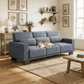 Asofer 89 3 Seater Sofa Couch,  Comfy Extra Deep Seat with Upholstered  3 Pillows for Living Room, Apartment,Dark Gray