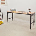 VEVOR Adjustable 28-39.5 Heights Workbench, 72 L X 25 W Garage Worktable with Universal Wheels, 3000 LBS Load Capacity, with Power Outlets