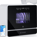 BLITZHOME Smart Wifi Countertop Dishwasher, 9 Programs,5.2L Built-in Water Tank ,3-Spray Arms & 24H Timing,No Installation Needed