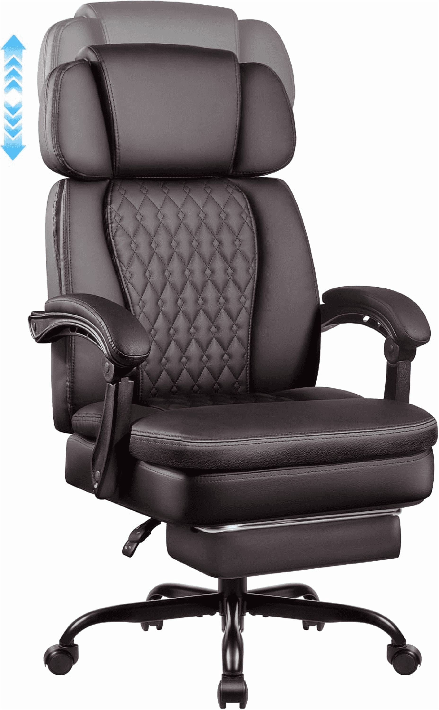 BOSSIN 400lbs Executive Office Chair with Foot Rest, Ergonomic Heavy Duty Big and Tall Desk Chair with Adjustable Headrest, High Back PU Leather Comfy Computer Chair