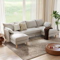 BedLuxury 100 U-Shape Sectional Sofa with Chaise, Chenille Modern Couch with High Legs for Living Room, Apartment, Gray