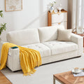 Bedluxury 89 Deep Sofa Couch with USB/Type-C Charging, Storage Pocket & Wide Armrest, Removable Cover, Seats 3 Adults, Chenille Beige