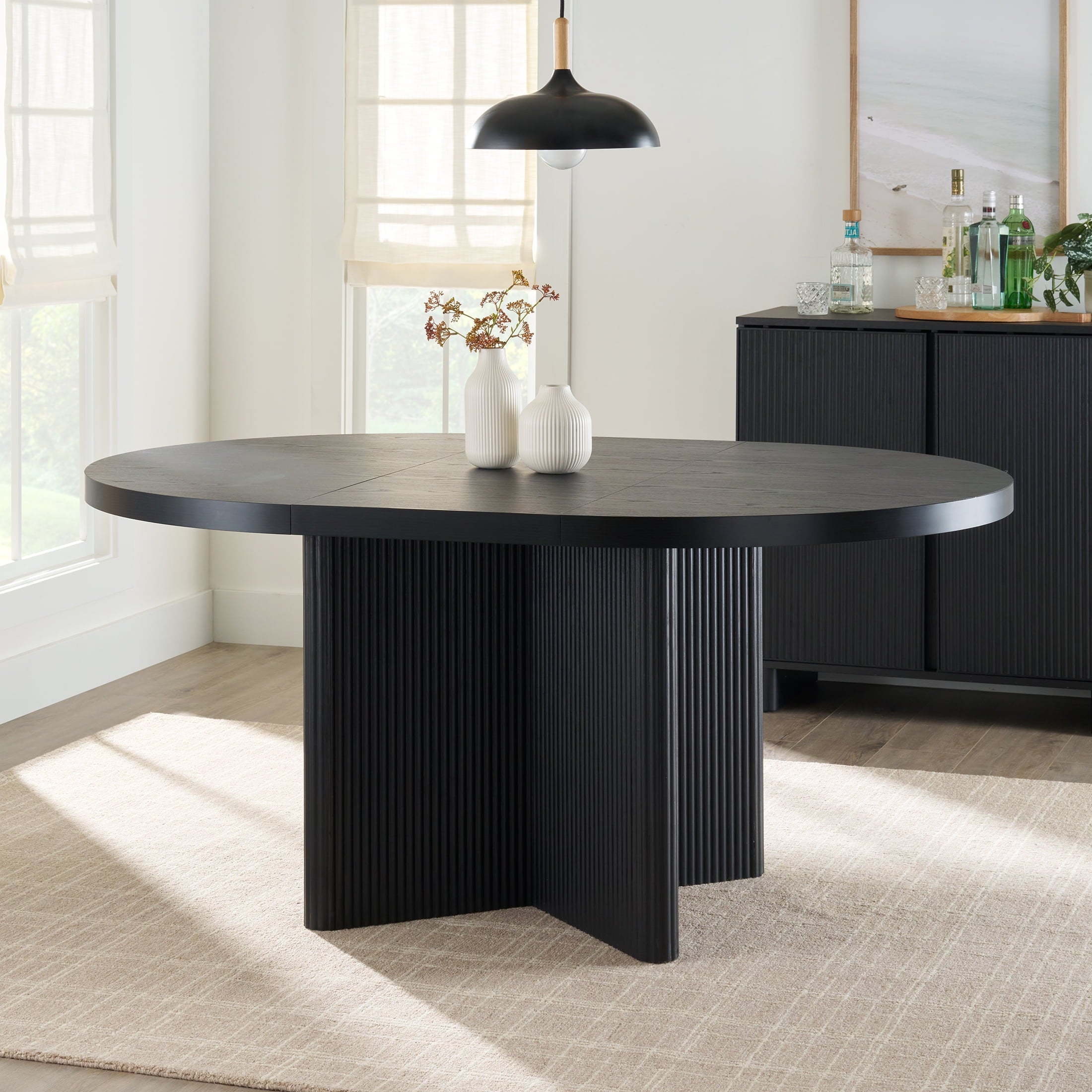 Better Homes & Gardens Lillian Fluted Round Expandable Dining Table, Walnut Finish