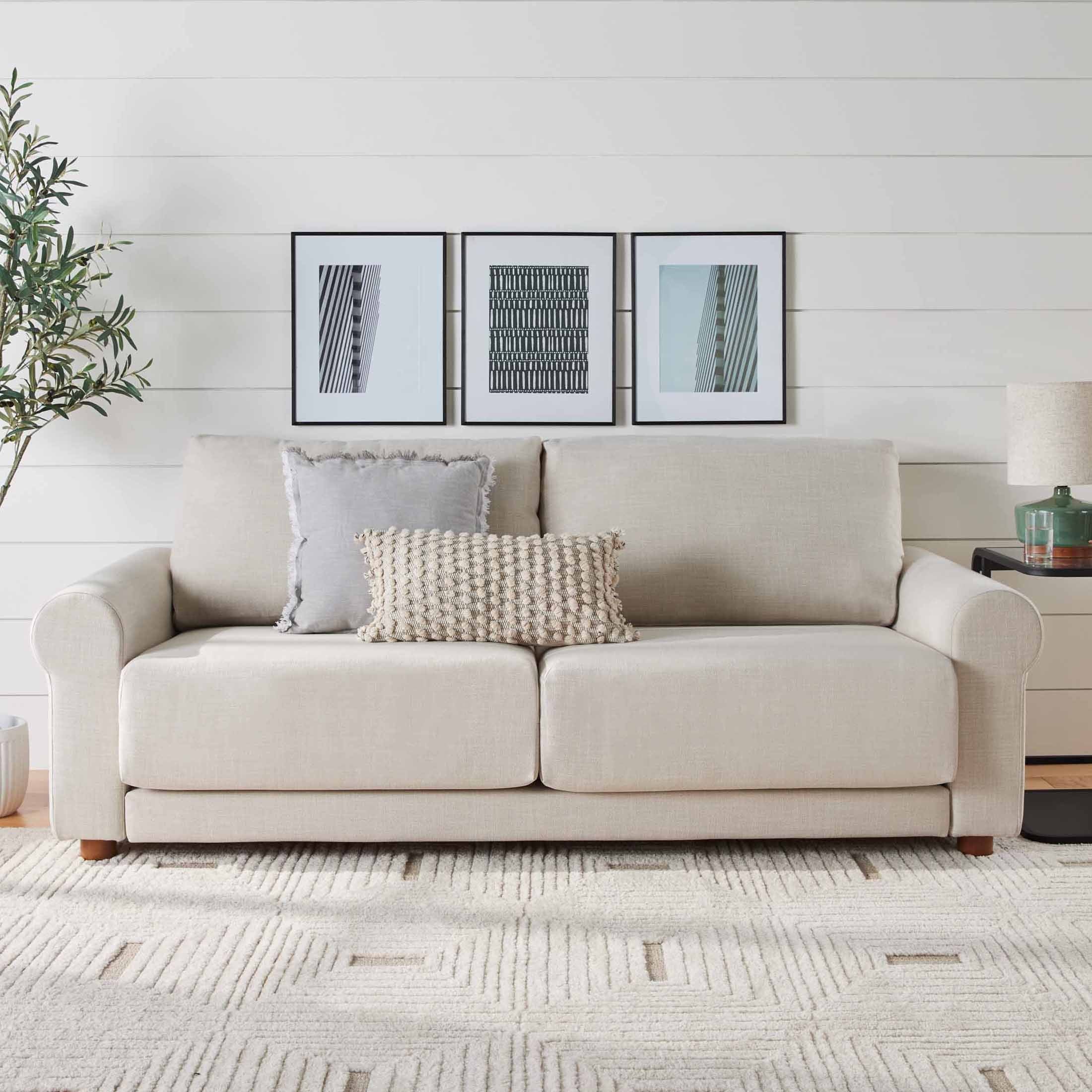 Better Homes & Gardens Owen 87.6 Slope Arm Sofa, Effie Linen