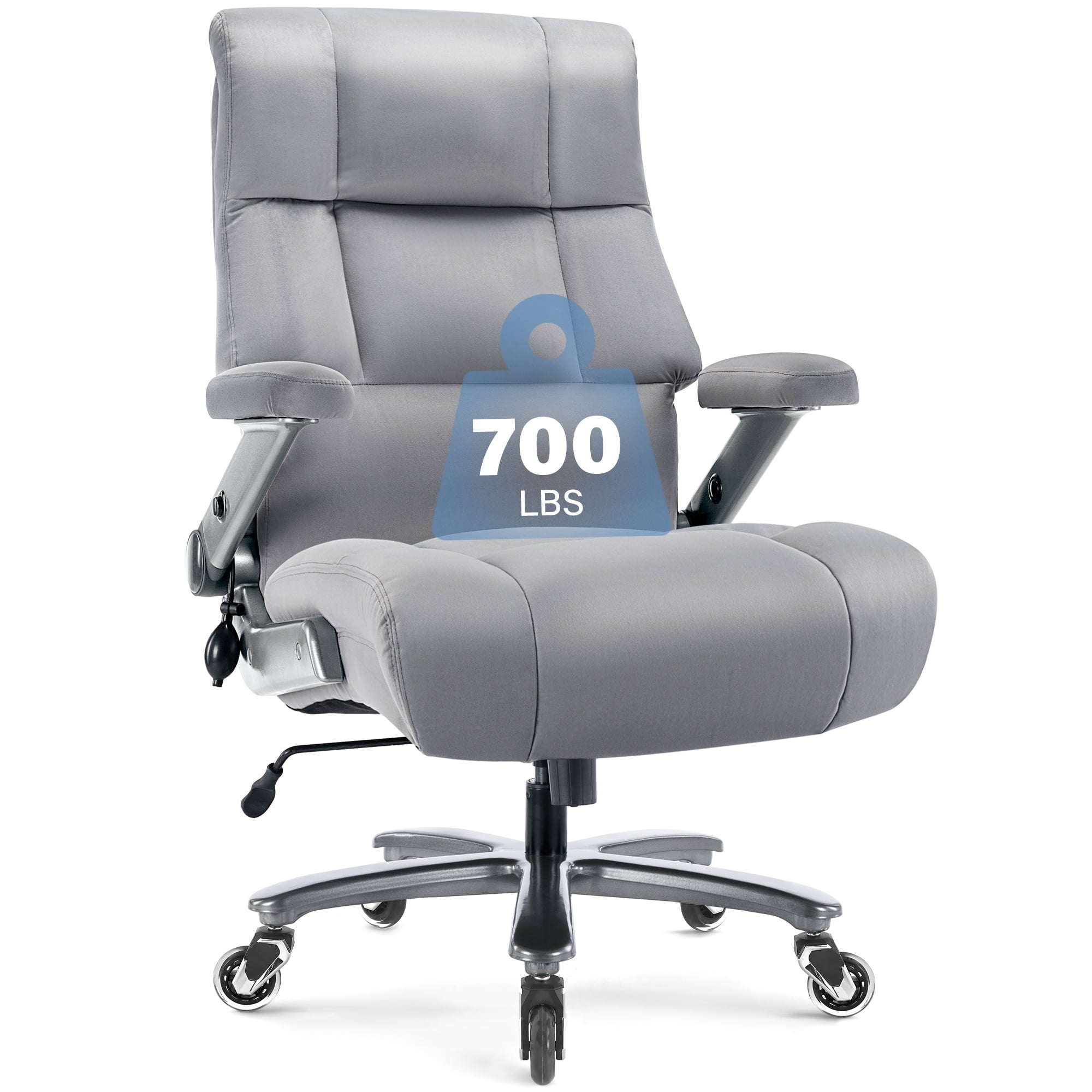 Big and Tall 700lbs Office Chair, Ultra-Soft Fabric Executive Desk Chair, Ergonomic Computer Chair with 3D Flip Up Arms, Adjustable Lumbar Support, Heavy Duty Metal Base and Quiet Rubber Wheel, Black