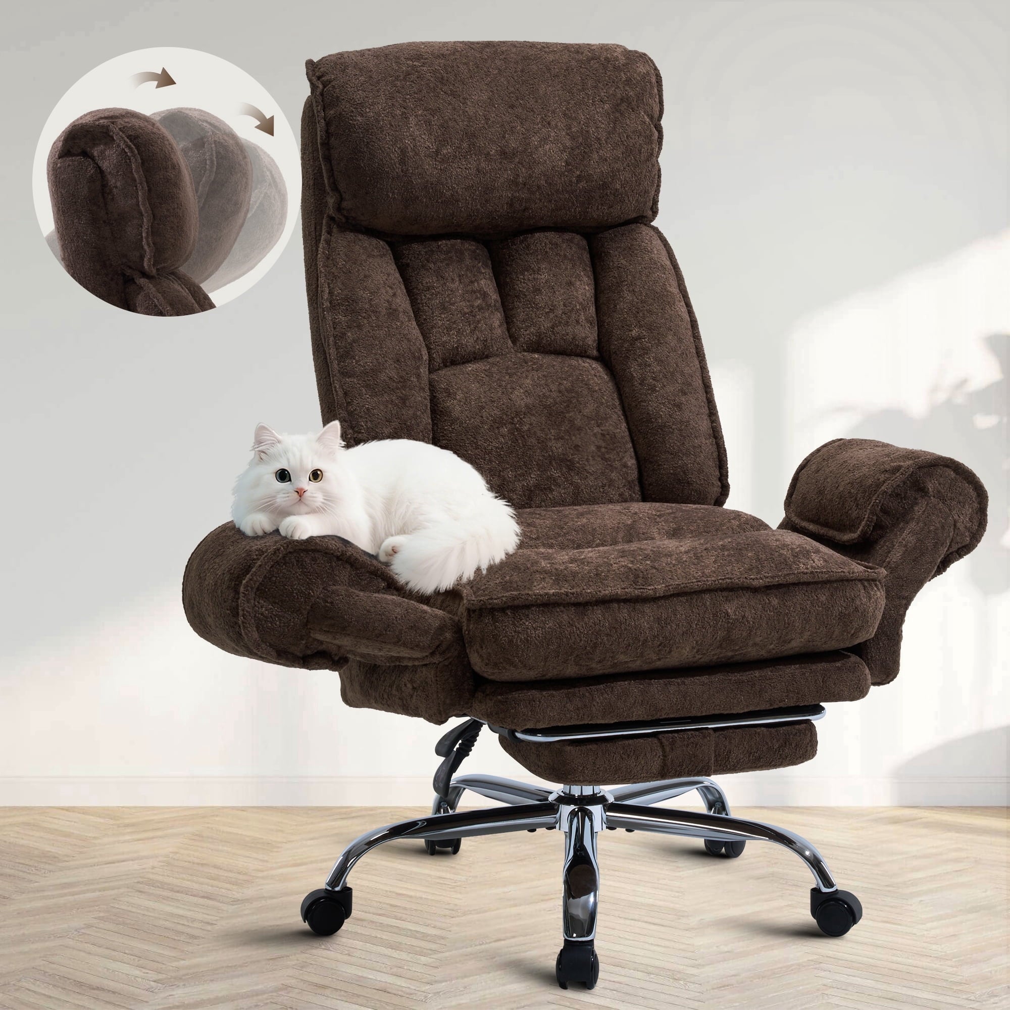 Big and Tall Executive Office Chair with Adjuatable Armrests and Headrest, Ergonomic Reclining High Back Criss Cross Chair , Office Chair with Footrest,Blue