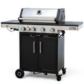 Brand-Man Grills 4-Burner Propane Gas Grill with Infrared Side Burner, Porcelain-Enameled Cast Iron Grate & Griddle, Outdoor Backyard BBQ Grill