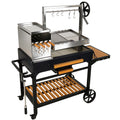 Brand Man Argentine Santa Maria Grill, Wood & Charcoal BBQ Grill with Asado Tools, Adjustable Height, Ash Grease Collector for Backyard Patio