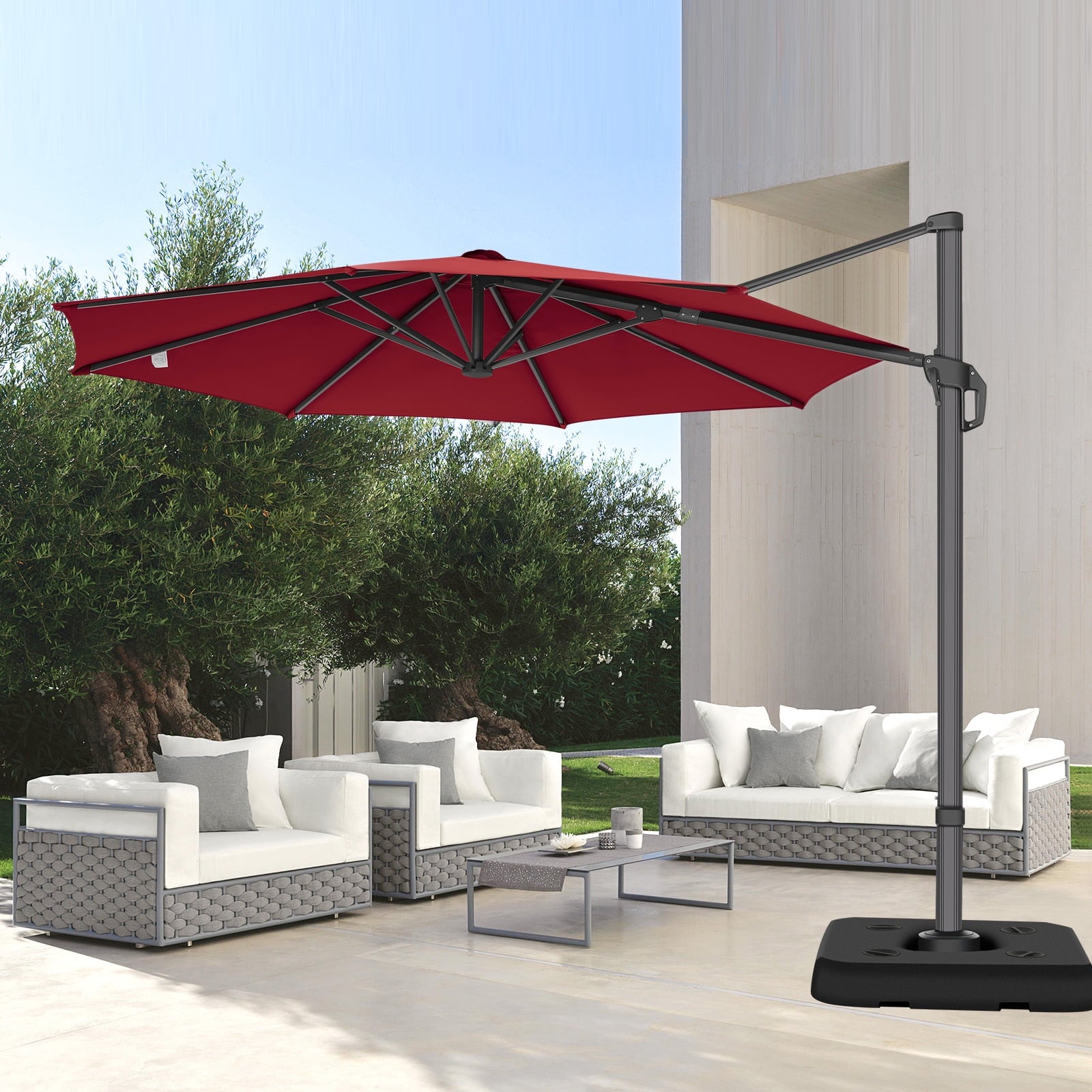 COBIZI 10x10ft Patio Cantilever Umbrella Double Roof Large Rectangular Deck Offset Umbrellas, Square Outdoor Patio Umbrella with 360°Rotation & Heavy-Duty Aluminum Frame,for Poolside Garden,Beige