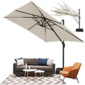 COBIZI 10x10ft Patio Cantilever Umbrella Double Roof Large Rectangular Deck Offset Umbrellas, Square Outdoor Patio Umbrella with 360°Rotation & Heavy-Duty Aluminum Frame,for Poolside Garden,Beige