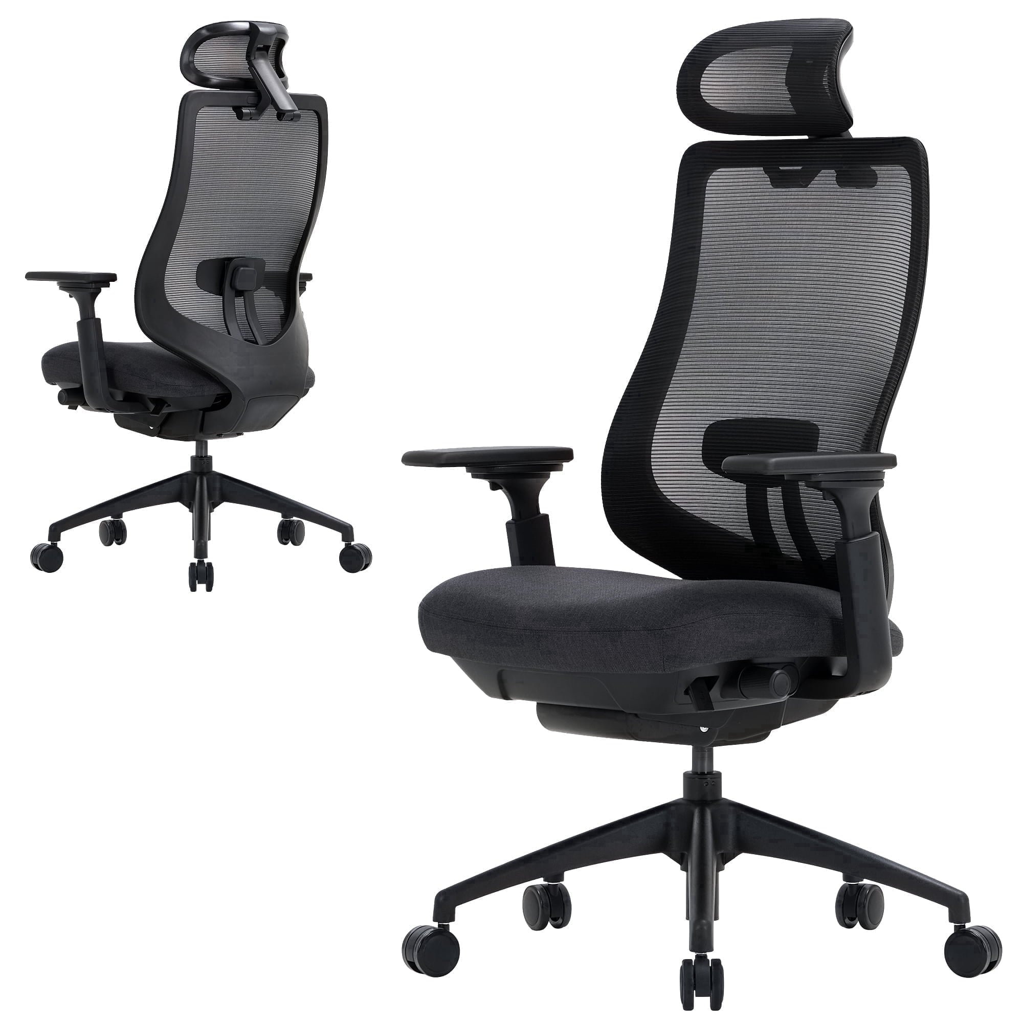 COLAMY ATLAS-01 Ergonomic Office Chair, High Back Office Executive Desk Chair, Mesh Office Chair Lumbar Support with Adjustable Headrest and 4D Arms, Slide Seat, Tilt Lock-Darkgrey