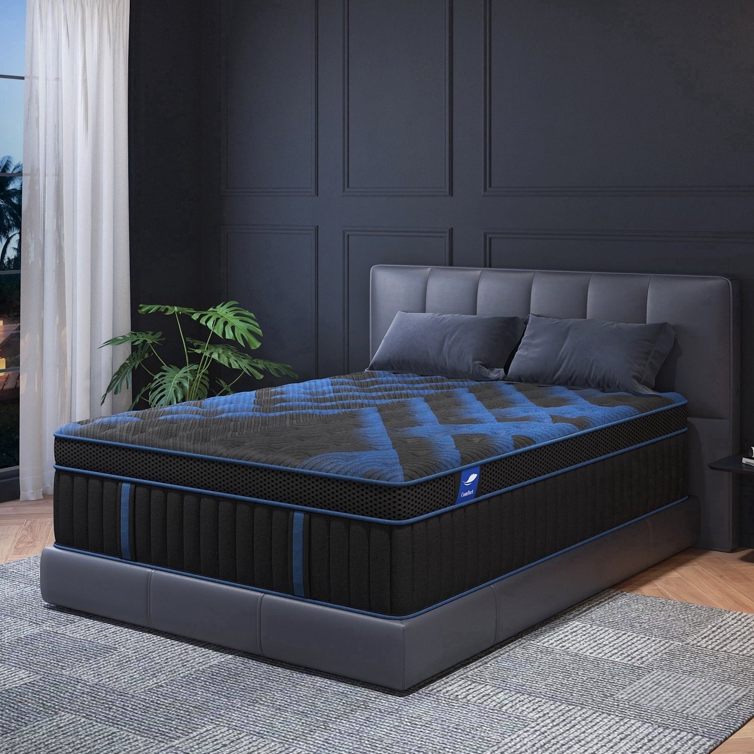COLETEX Full Size Mattress 12inch Hybrid Mattress in a Box Medium Firm with Gel Memory Foam Pocket Spring for Pressure Relief,Adult,Black