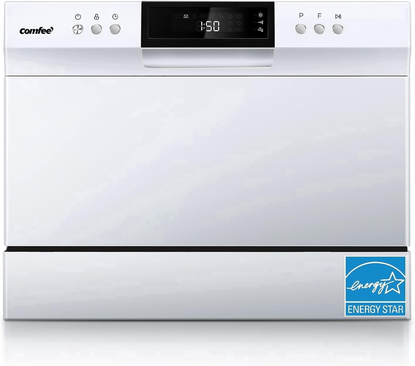 COMFEE' Energy Star Countertop Dishwasher, 6 Place Settings & 8 Programs, Speed/Baby-Care/Eco/Glass, Black