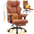 COOLHUT Big and Tall Office Chair 500lbs, Heavy Duty Ergonomic Office Desk Chair with Deluxe Embossing PU Leather with Footrest, Executive Gaming Chair with Lumbar Support, Brown