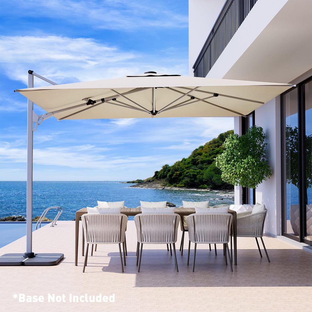 COSIEST 10FT Cream Double Top Cantilever Outdoor Umbrellas, Large Square Windproof Patio Umbrella for Garden, Deck, Pool