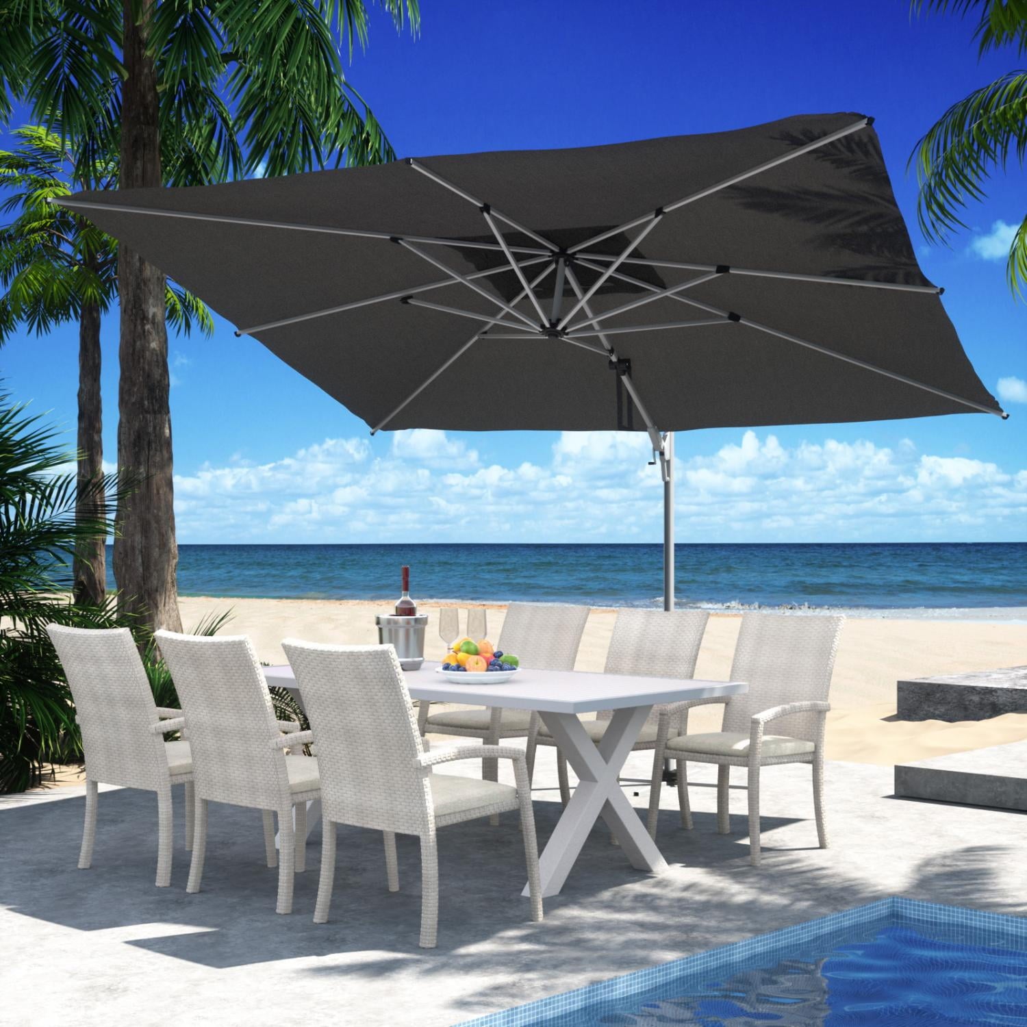 COSIEST 10FT Cream Double Top Cantilever Outdoor Umbrellas, Large Square Windproof Patio Umbrella for Garden, Deck, Pool