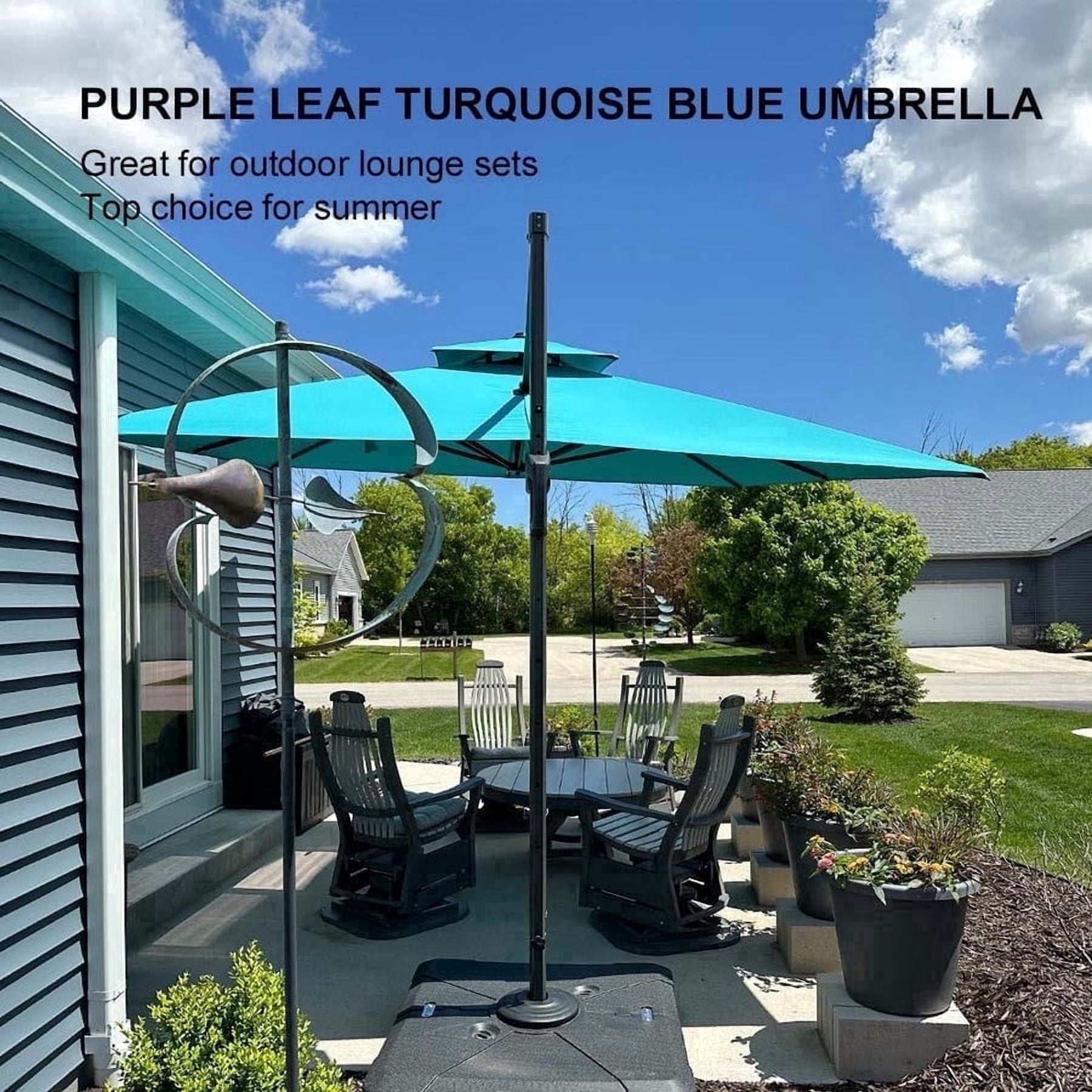 PURPLE LEAF Cantilever Umbrellas 12FT Square Large Patio Umbrella Offset Umbrella with 360°Rotation Tilting And Hanging Double Top, Grey