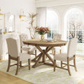 Harper & Bright Designs Extendable Dining Table Set for 4 Upholstered Chairs Functional Retro Style Table for Dining Room Kitchen, Natural Wood Wash