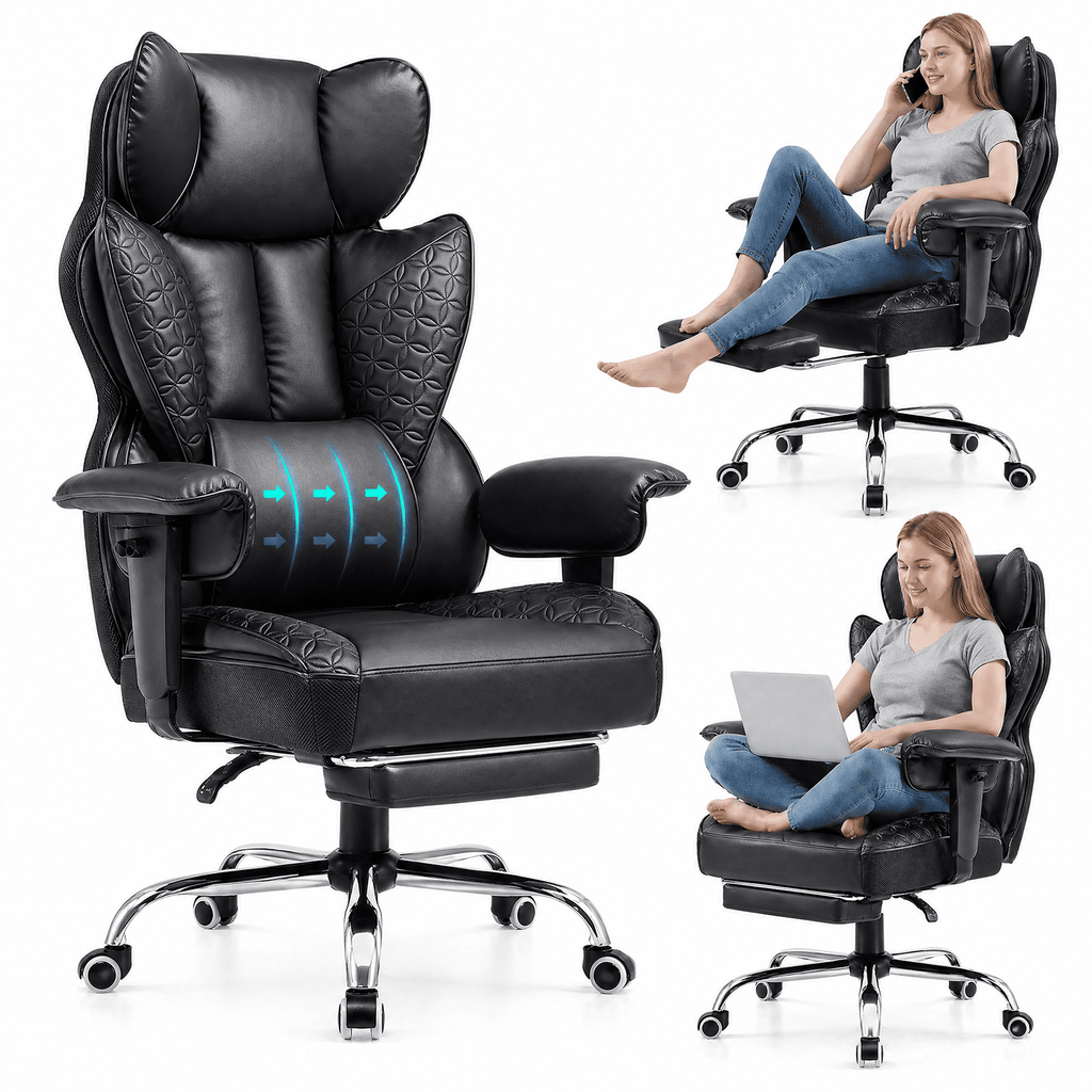 CloudRest Pro 400lbs Executive heavy duty office chair, High Back Ergonomic Computer Desk Chairwith Lumbar Back Support, Black