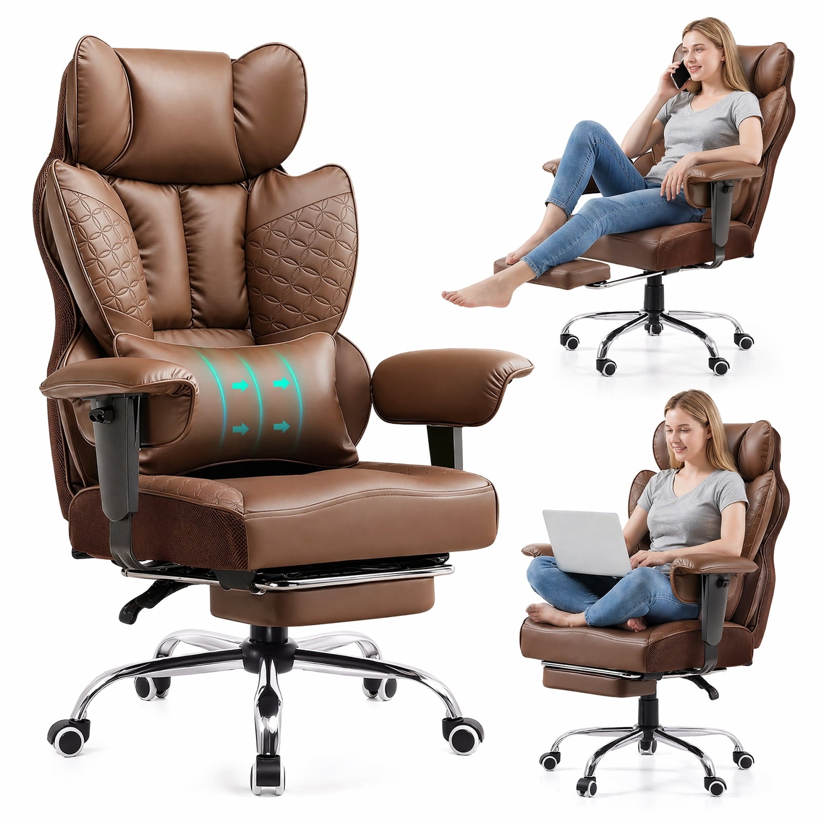 CloudRest Pro 400lbs Executive heavy duty office chair, High Back Ergonomic Computer Desk Chairwith Lumbar Back Support, Black
