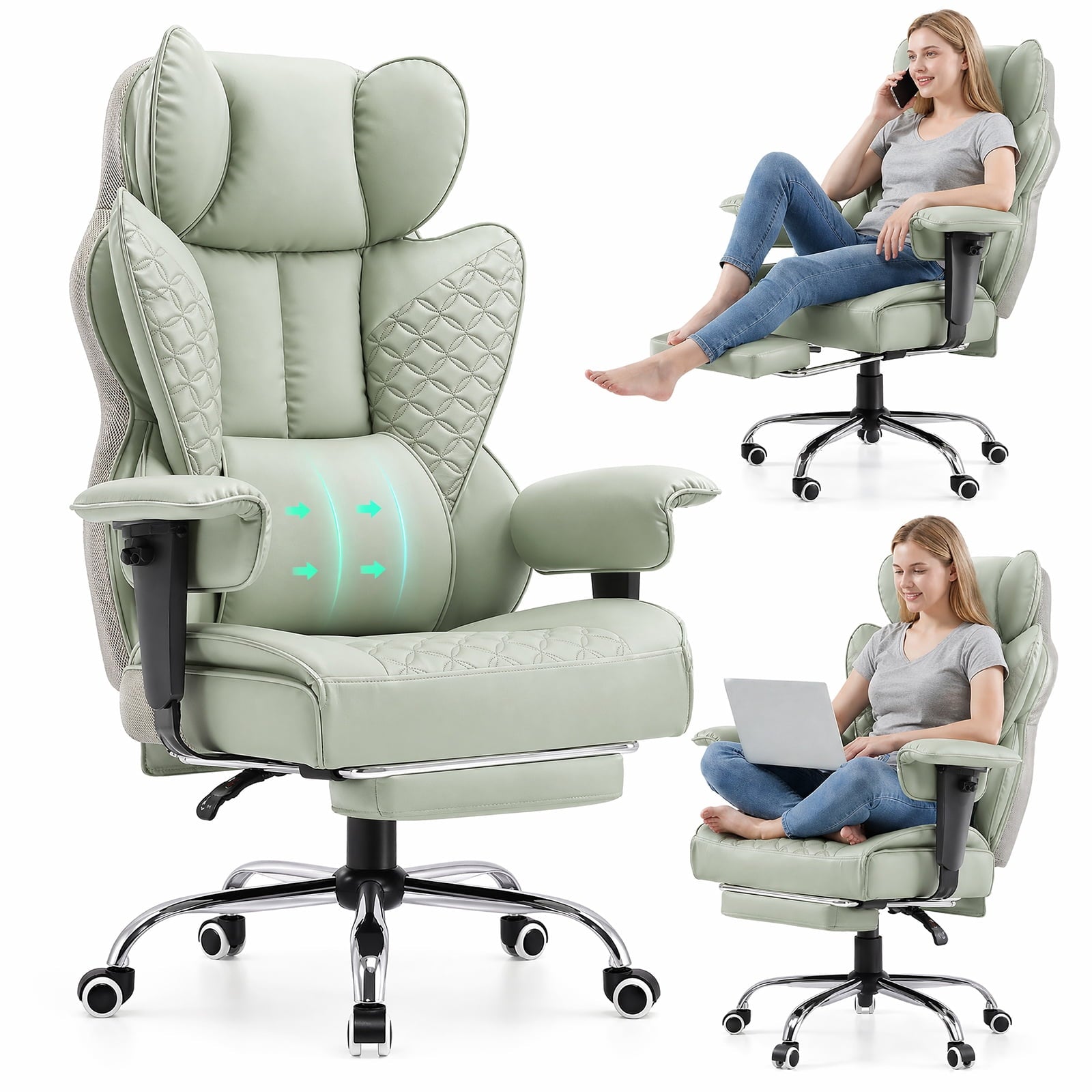 CloudRest Pro 400lbs Executive heavy duty office chair, High Back Ergonomic Computer Desk Chairwith Lumbar Back Support, Black
