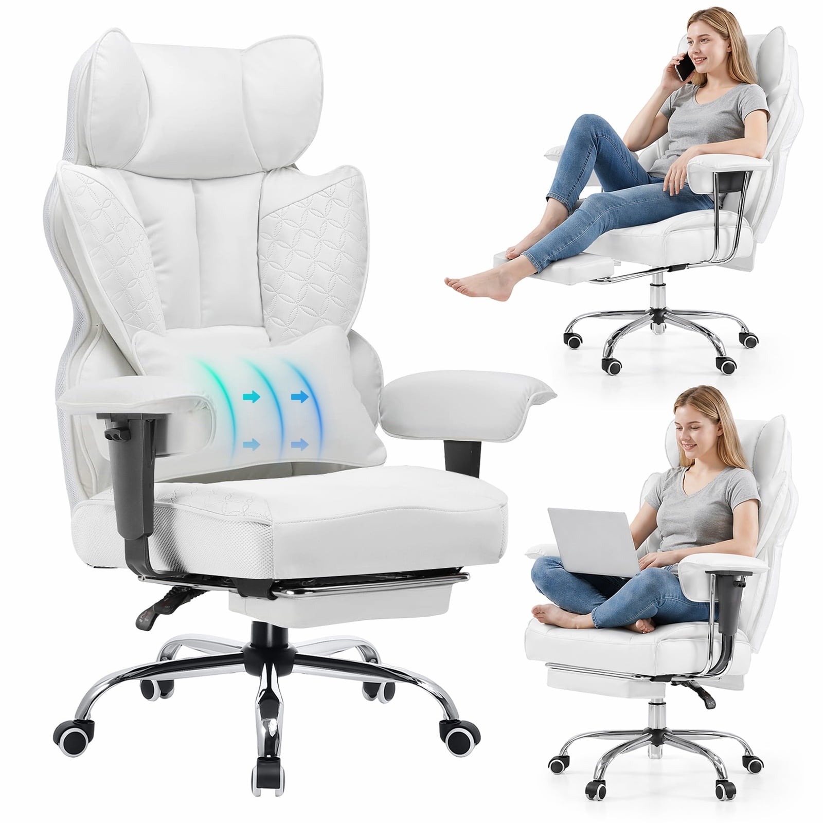 CloudRest Pro 400lbs Executive heavy duty office chair, High Back Ergonomic Computer Desk Chairwith Lumbar Back Support, Black