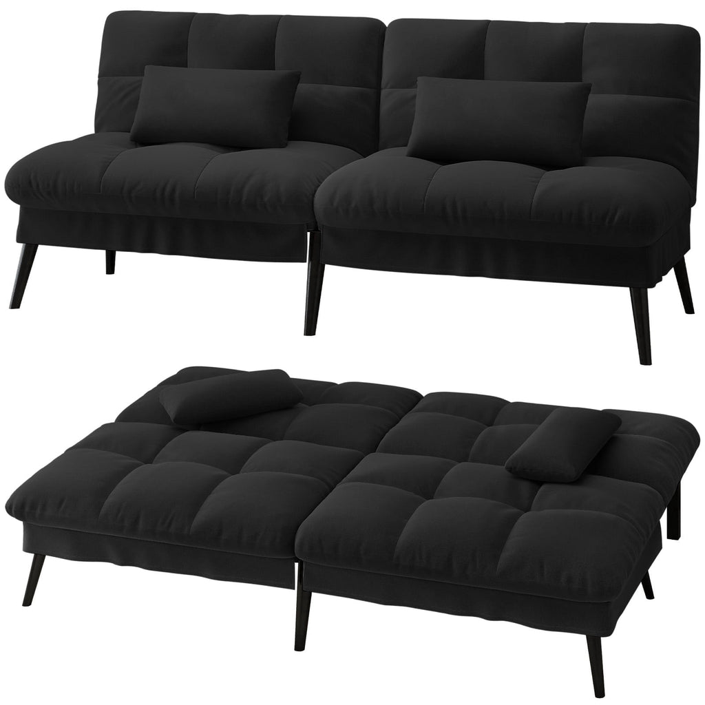 CloudRest Pro 72 Modern Convertible Futon Sofa Bed, Upholstered Futon Couch with 5 Adjustable Backrest Angles,Suitable for Apartment,Living Room,Black