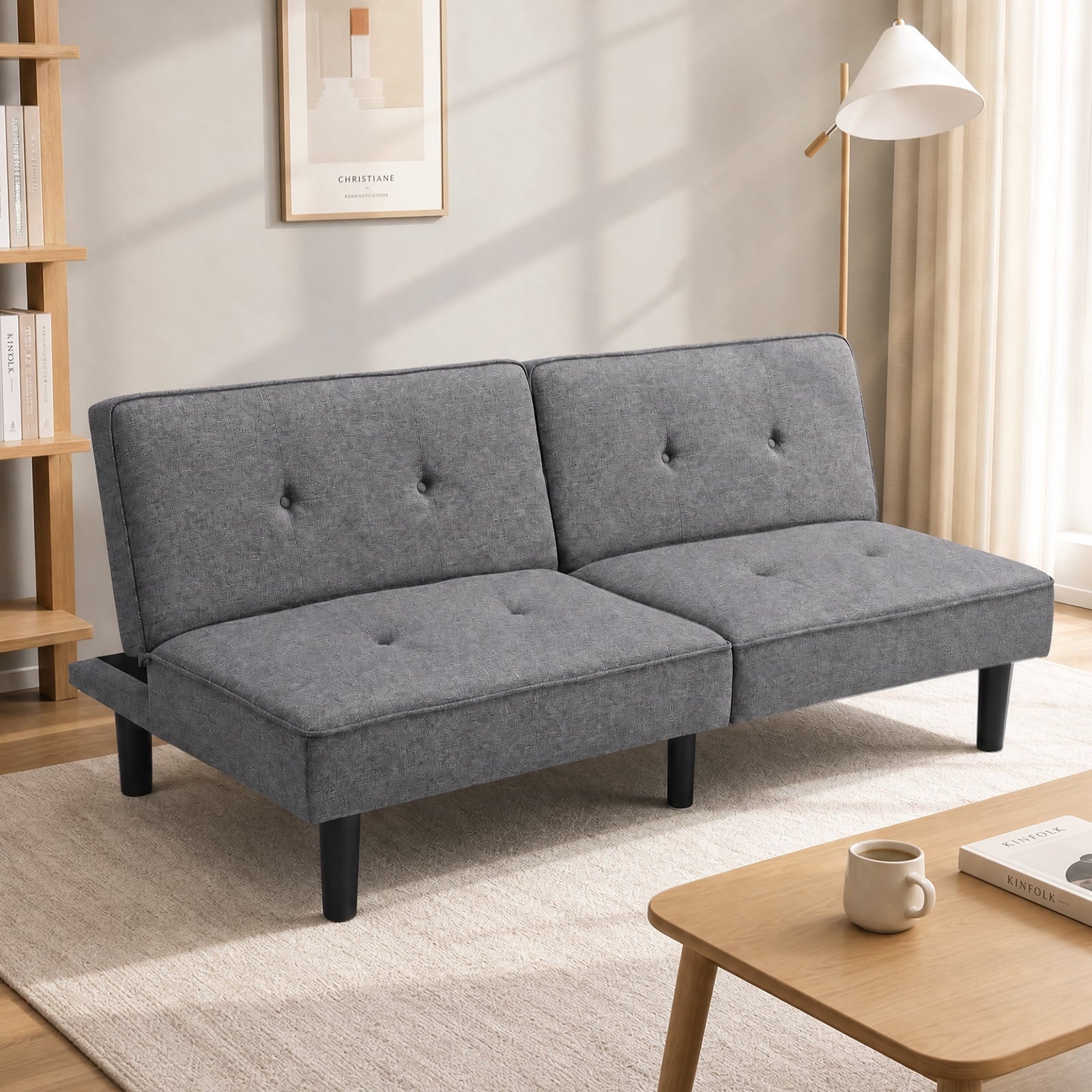 CloudRest Pro 72 Modern Convertible Futon Sofa Bed, Upholstered Futon Couch with 5 Adjustable Backrest Angles,Suitable for Apartment,Living Room,Black