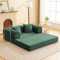 COOLHUT 63 W Combination Sofa, High Rebound Density Foam Sofa Couch, Two Forms Floor Couch Three Seats Sofa Bed for Living Room, Bedroom, Green