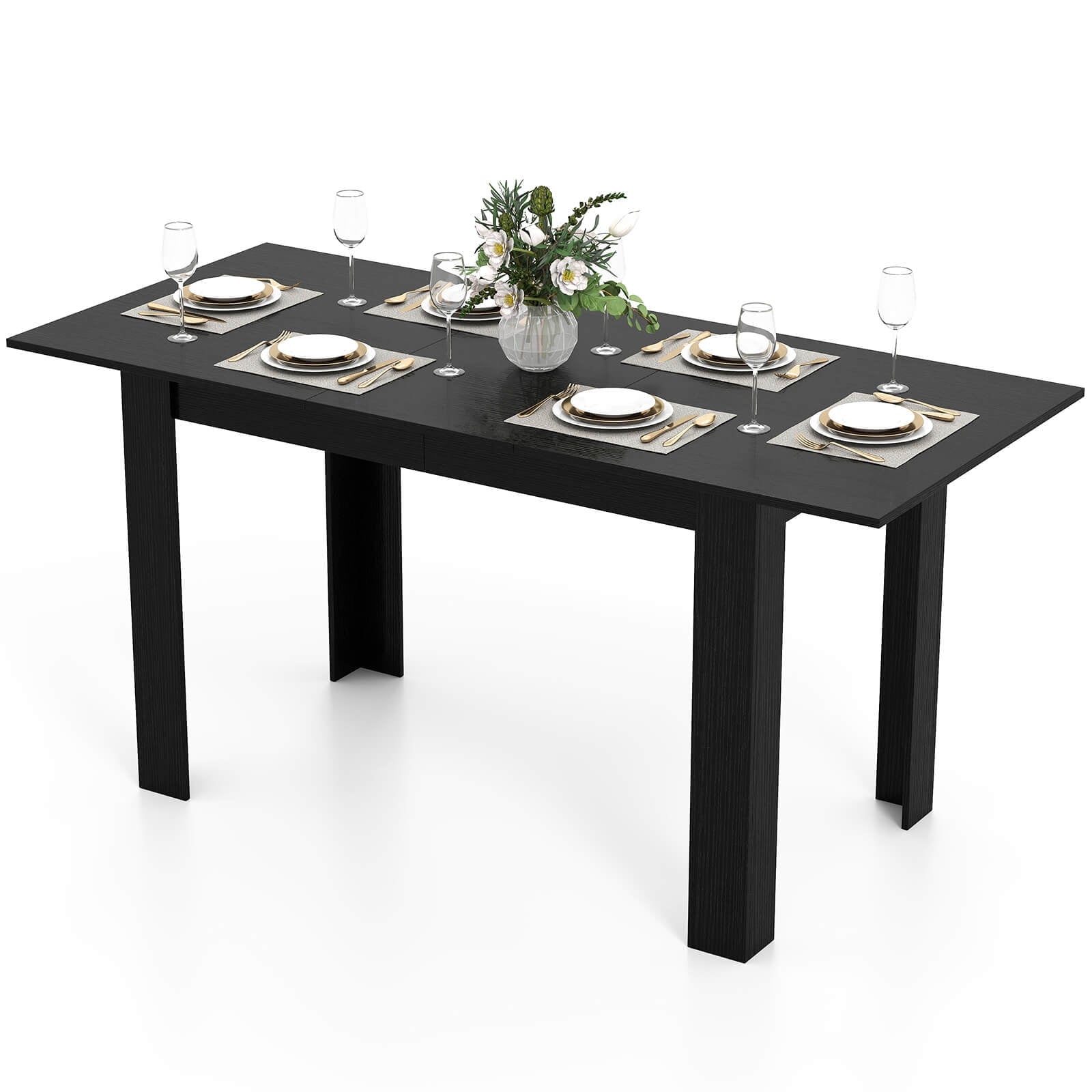 Costway 47”-62” Extendable Dining Table for 4-8 People for Dining Room Home Office Brown