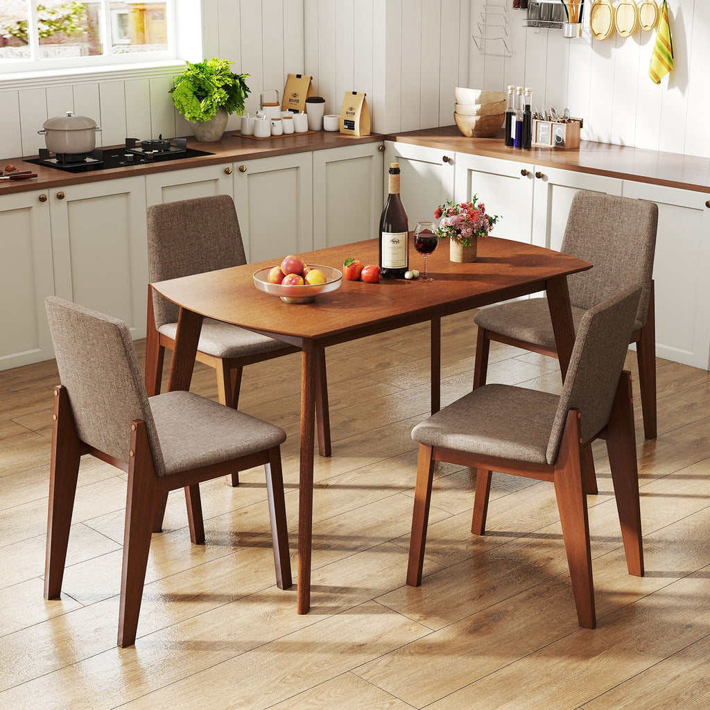Costway 5-Piece Dining Table Set for 4,Rectangular Kitchen Table withLinen Fabric Chairs