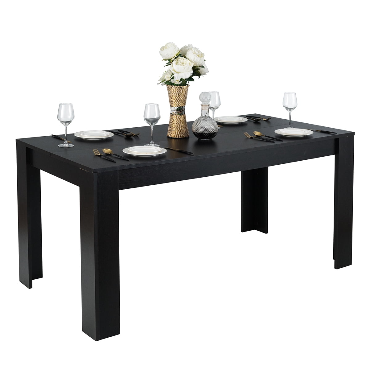 Costway 63 Dining Table Rectangular Modern Kitchen Table For 6 People Home Furniture Gray
