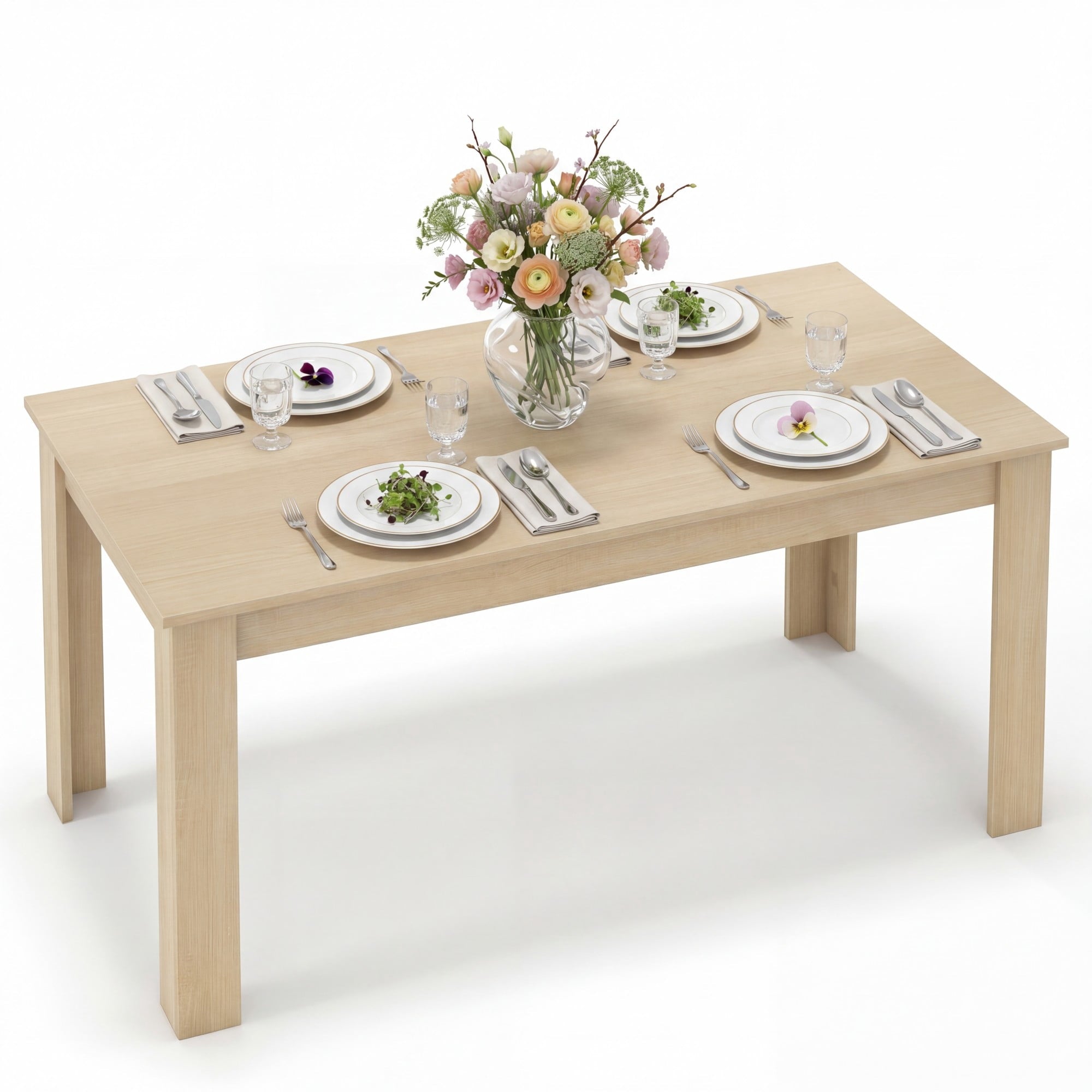 Costway 63 Dining Table Rectangular Modern Kitchen Table For 6 People Home Furniture Gray